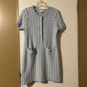 Blue Textured Knit Dress